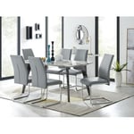 Furniturebox UK (Elephant Grey) Andria Black Leg Marble Effect Dining Table and 6 Lorenzo Chairs