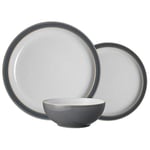 Denby - Elements Fossil Grey Dinner Set For 4 - 12 Piece Ceramic Tableware Set - Dishwasher Microwave Safe Crockery Set - 4 x Dinner Plates, 4 x Medium Plates, 4 x Cereal Bowls