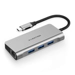 LENTION USB-C Digital AV Multiport Hub with 4K HDMI, Gigabit Ethernet, USB 3.0, Charging Adapter Compatible 2020-2016 MacBook Pro 13/15/16, New Mac Air/Surface, Chromebook, More (C65, Space Gray)