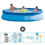 Intex Pyöreä puhallettava Easy Set uima-allas - 366 x 76 cm - Sininen - Sisältää pumpun Suodattimet - Puhdistussarja - Testiliuskat Tarvikkeet Mukaan