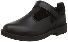 Kickers Infant Girl's Lachly T-Bar Leather School Shoes, Black, 11 UK Child