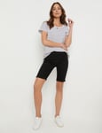 Womens Black Shorts - Summer - Cotton - Mid Thigh - Mid Waist - Denim | KATIES