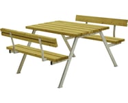 Picknickbord PLUS Alpha 2 ryggstöd trä/stål 118cm tryckimpregnerat