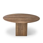 Ten Table Round Ø 140 Smoked Oak/Oil, Med förlängning för 2 plattor och kubfot 52x52 cm
