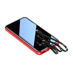 10000Mah Power Bank for Mobile Phone Power Bank Full Mirror Screen Portable Fast Charger External Battery Pack Power Bank,Red