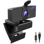 1080P HD webcam ,2021with Microphone & Privacy Cover C60 USB Webcam, 110° Wide-Angle Webcam for PC Desktop & Laptop, for Video Calling, Streaming webcam for Conference, Studying, Gaming