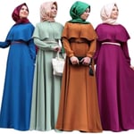Woman Arabic Muslim Elegant Abaya Islamic Ruffle Blue M