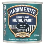 Hammerite Direct To Rust Metal Paint Satin Black Eight Year Protection 250ml
