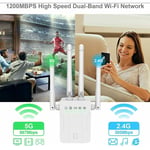 Port 2.4G & 5G Signal Booster 1200Mbps WiFi Repeater WiFi Range Extender