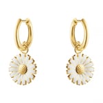 Georg Jensen DAISY Örhänge Silver guldpläterad WHITE ENAMEL 13 MM