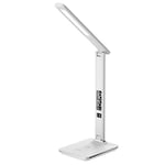 groov-e Ares LED Lamp - Touch Control Desk Light with Fold Design - 3 Lighting Modes, Built-in Wireless Charger, Alarm Clock, & Digital Display with Time & Calender - Mains Operated - White