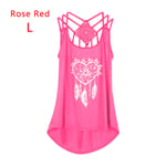 Casual Tops Sling Tank Spaghetti Straps Rose Red L
