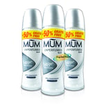 3x Mum Roll On Unperfumed 48H Anti Perspirant Deodorant 75ml Alcohol Free