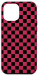 Coque pour iPhone 13 Pro Max Couleur de l'année 2023 Viva magenta et motif à carreaux noirs