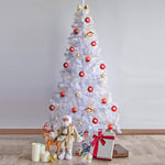 Uten Sapin de Noël Blanc Artificiel 180cm Arbre de Noël Décoration Fêtes de Noël avec Support en Métal 600 Branches