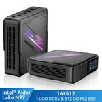 Mini PC Blackview MP90 Intel Alder Lake N97 3.6GHz Max 16 Go,512 Go/SSD 2To,Windows 11 Pro,Wifi 5, 4K UHD, 11 Ports Variés - Gris
