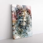 Big Box Art The Silverback Gorilla in Abstract Canvas Wall Art Print Ready to Hang Picture, 76 x 50 cm (30 x 20 Inch), Grey, Olive, Green, Black, Brown