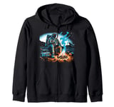 Astronaut Stranded in a Distant Planet Calming Funny Trippy Zip Hoodie