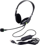 USB Headset with Microphone，Makida Noise Cancelling & Audio Controls, Stereo PC Headphone for Business Skype Call Center Office Computer, Clearer Voice, Super Light, Ultra Comfort