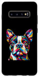 Coque pour Galaxy S10+ Boston Terrier coloré Pop Art amusant Boston Terrier