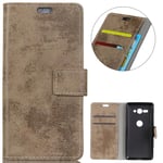KM-WEN® Case for Sony Xperia XZ2 Compact (5.0 Inch) Book Style Retro Scrub Pattern Magnetic Closure PU Leather Wallet Case Flip Cover Case Bag with Stand Protective Cover Khaki