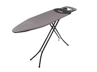 Russell Hobbs LA043153BLK Folding Ironing Board - XL Iron Rest, Compact Vertical Storage, Adjustable Height, 122 x 38cm, Anti-Slip Feet, Lightweight, Collapsible Ironing Table, Geometric Pattern