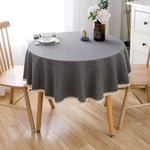 Cotton and Linen Tablecloth, Solid Color Table Cloth Soft Dust-Proof Round Washable Table Cover Suitable for Living Room Dining Tabletop Decoration-Dark gray-diameter:180cm(71inch)