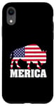 Coque pour iPhone XR Drapeau américain du parc national des États-Unis Bison & Buffalo