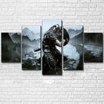 TOPRUN Picture prints on canvas 5 pieces paintings modern Framed artwork Photo Home Decoration 5 panel Skyrim 5 Piece Canvas Wall art 150 x 80 cm