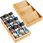 2 x 3 Tier Wooden Bamboo Spice Drawer Insert/Kitchen Storage Organiser Tray Rack