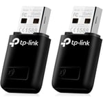 TP-Link 300Mbps Mini Wireless N USB WiFi Adapter, ideal for smooth HD video, voice streaming and online gaming,USB 2.0, Supports Windows 10/8.1/8/7/XP, Mac OS, Linux(TL-WN823N) (Pack of 2)
