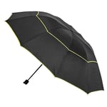 Paraply, Kompakt - 130 cm - Svart / Gul