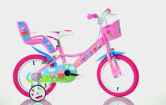 Dino Peppa Pig Kids Girls 16in Bike Bicycle With Stabilisers Pink Cycling