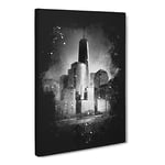 Freedom Tower In New York City Paint Splash Modern Canvas Wall Art Print Ready to Hang, Framed Picture for Living Room Bedroom Home Office Décor, 20x14 Inch (50x35 cm)