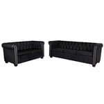 vidaXL sofasæt Chesterfield 2-pers. og 3-pers. kunstlæder sort