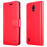 iCatchy For Nokia 1.3 Case Leather Wallet Book Flip Folio Stand View Cover Compatible with nokia 1.3 Phone Case (Red)