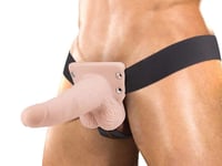 Erection Assistant Hollow 6" Ivory Vibrating Strap-On Dildo Jock Sex Harness USB