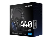ASTRO A40 TR - For PS4 - headset - fullstorlek - kabelansluten - 3,5 mm kontakt - svart, blå