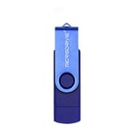 4GB USB 2.0 Phone and Computer Dual-use Rotary OTG Metal U Disk (Black) Data Storage (Color : Blue)
