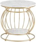 FTFTO Home Accessories Table Furniture Side Table Coffee Table -Metal Frame/Marble -for Living Room/Bedroom/Office(Size:50 times 50 times 50cm)