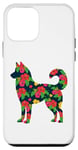 Coque pour iPhone 12 mini Silhouette Husky Floral Chien Fleur
