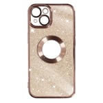 Fodral för iPhone 14 Plus i rosa guld glitter