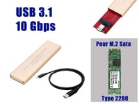 Boitier Aluminium USB 3.1 Pour SSD M.2 M2 NGFF POUR FORMAT 2280 POUR FORMAT 2280