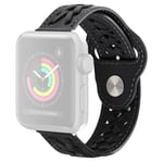 Apple Watch 9/8/7/6/5/4/3/2/1/SE - 45/44/42mm / Watch Ultra / Ultra 2 - V-Shape Ægte læder rem - Sort