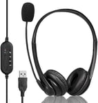 USB Headset with Microphone, MONODEAL Wired Computer Laptop Headphones for Call Center, Conference, Skype Calls, Google Voice, Office, Chats etc