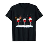Merry Christmas Wine Glasses Drinking Santa Hat Drinker Xmas T-Shirt