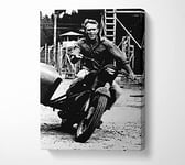 Steve Mcqueen Motorbike Canvas Print Wall Art - Large 26 x 40 Inches