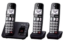 Panasonic KX-TGE823EB Digital Cordless Phone About 40 minutes Answering Machine with Nuisance Call Block and Dedicated Key, Amplified Sound Triple Black