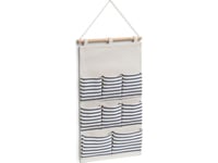 Zeller Hängande Skåp "Stripes", 8 Fack, Bomull / Polyester, Blå, 35X60 Cm