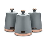 Tower T826131GRY Cavaletto Set of 3 Kitchen Storage Canisters Grey/Rose Gold 